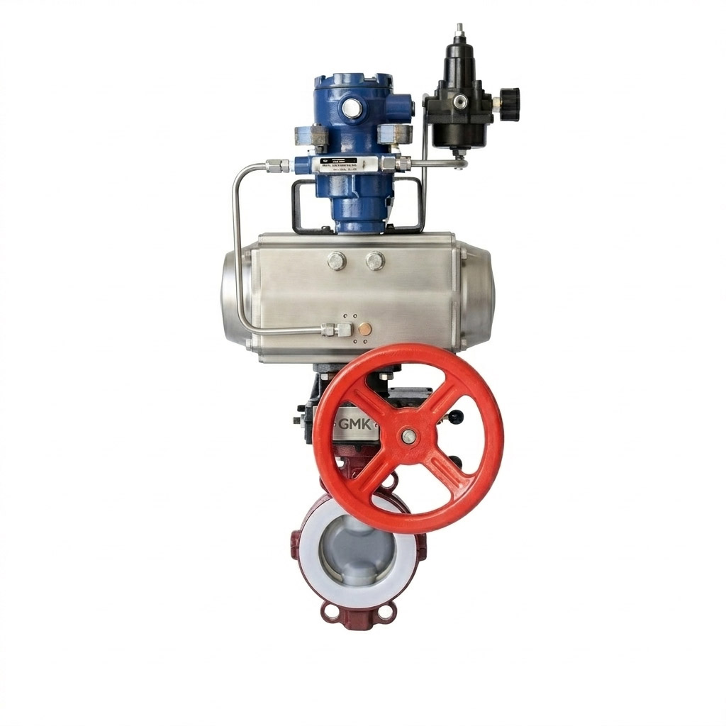 Pneumatic Actuated PTFE PFA Lined Butterfly Valve for corrosive industrial media