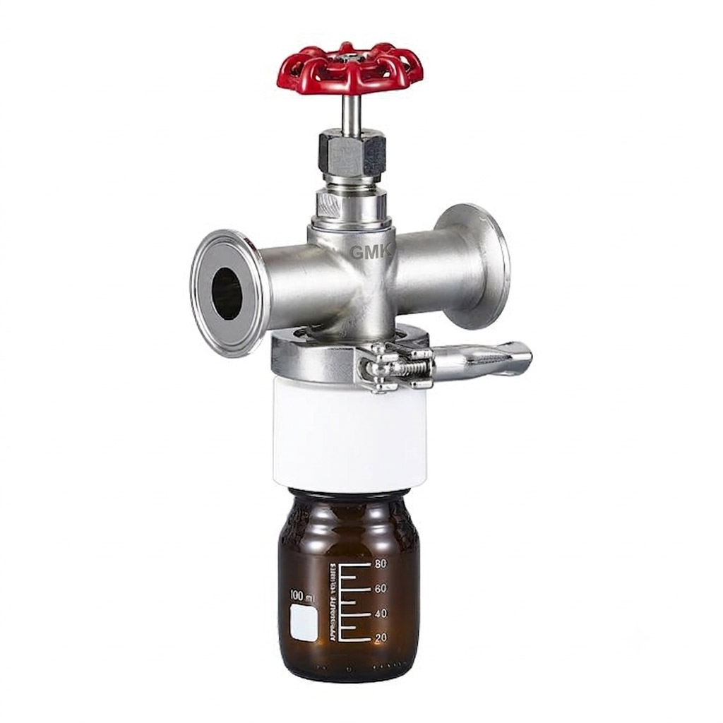 Needle-Type Sampling Valve made of SS304 stainless steel for precise industrial liquid sampling and flow control applications